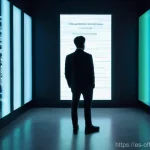 Home 10 범죄 가해자 신상공개의 윤리적 문제 - **Prompt:** "A solitary figure, seen from behind, standing in a dimly lit, futuristic room. Abstract...