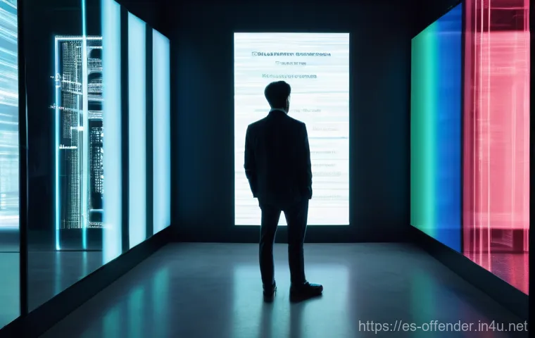 범죄 가해자 신상공개의 윤리적 문제 - **Prompt:** "A solitary figure, seen from behind, standing in a dimly lit, futuristic room. Abstract...