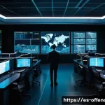 Home 8 강력범죄 유형별 통계 - **Prompt: "A high-angle, cinematic shot of a modern, bustling data center control room at night. Var...