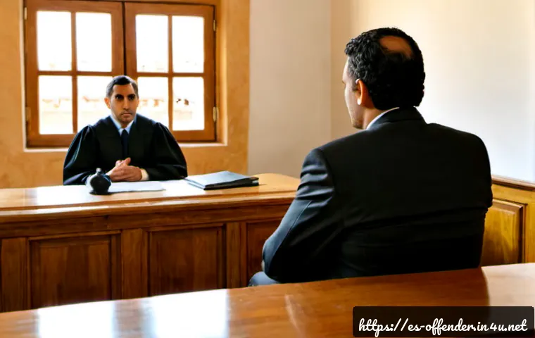 범죄 재판에서 피해자의 진술 영향력 - Photorealistic Spanish-speaking country criminal courtroom, a composed adult witness seated at the t...